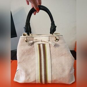 Vintage Anya Hindmarch Signature Striped bucket bag with metal foxhead handles